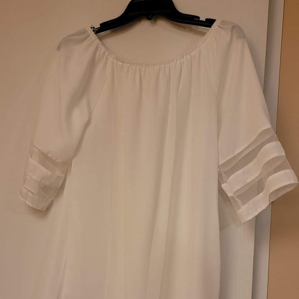 Silk and mesh white dress